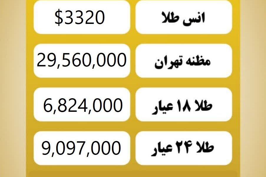 قیمت طلا امروز یکشنبه ۷ اردیبهشت ۱۴۰۴