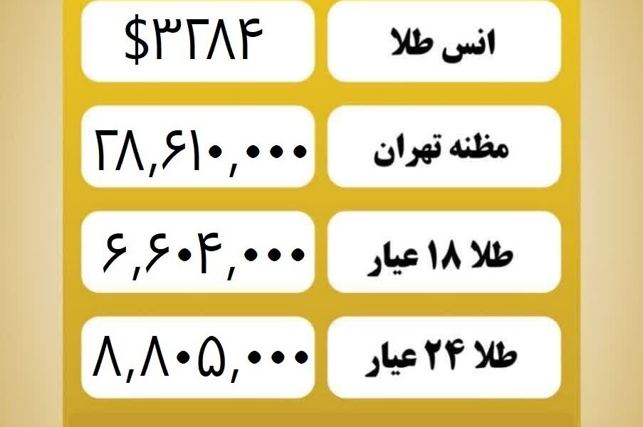قیمت طلا امروز دوشنبه ۸ اردیبهشت ۱۴۰۴
