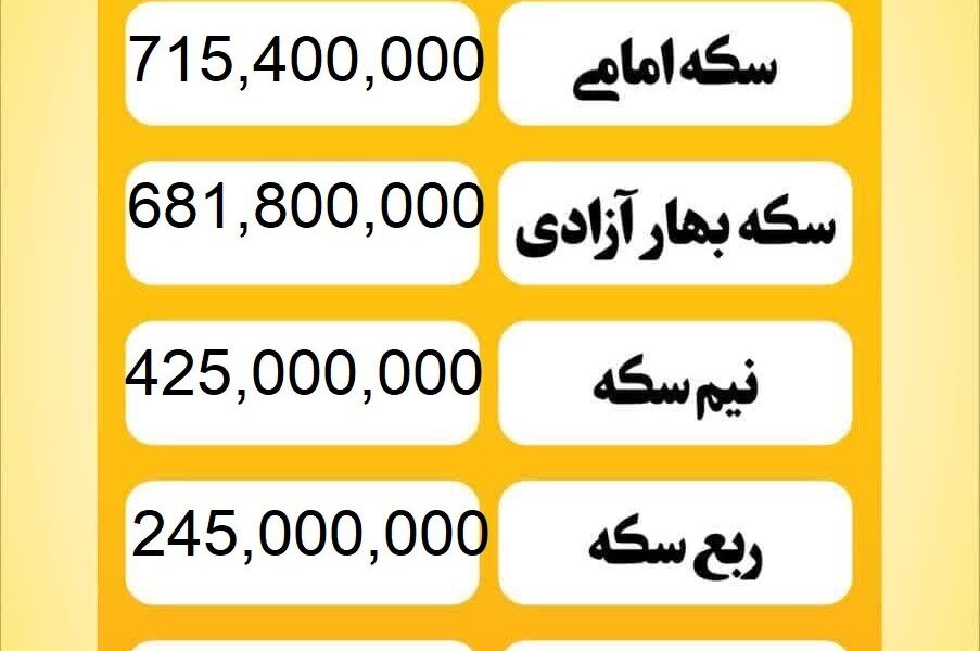قیمت سکه امروز سه شنبه ۹ اردیبهشت ۱۴۰۴