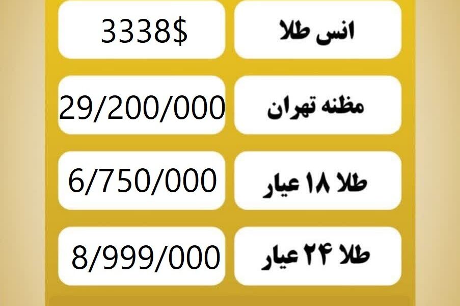 قیمت طلا امروز پنجشنبه ۱۸ اردیبهشت ۱۴۰۴