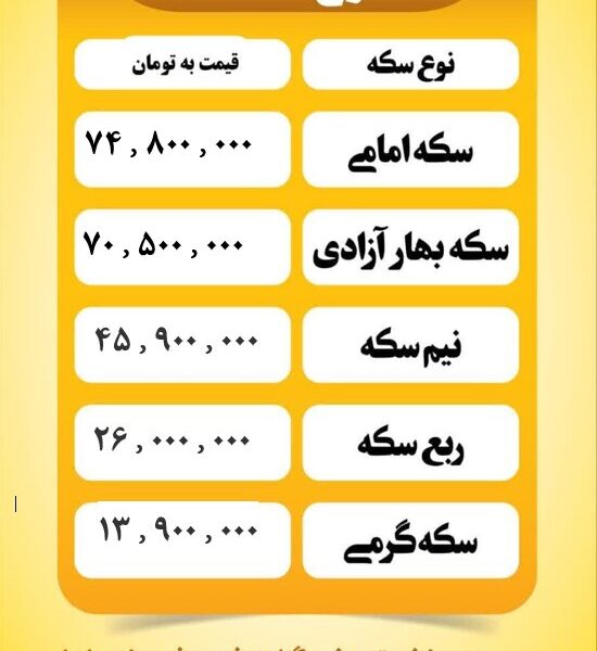قیمت سکه امروز دوشنبه ۲۲ اردیبهشت ۱۴۰۴