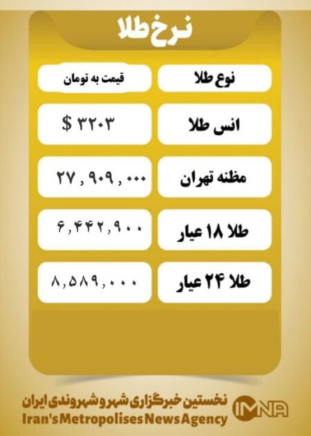 قیمت طلا امروز شنبه ۲۷ اردیبهشت ۱۴۰۴