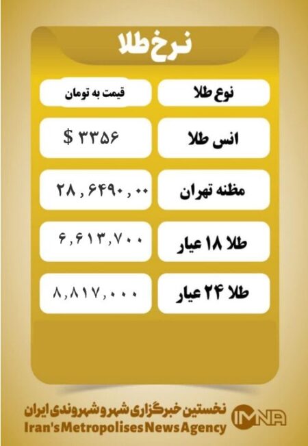 قیمت طلا امروز سه شنبه ۱۳ خرداد ۱۴۰۴