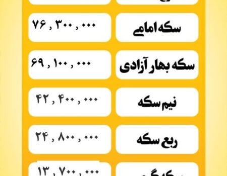قیمت سکه امروز یکشنبه ۲۵ خرداد ۱۴۰۴