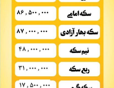 قیمت سکه امروز دوشنبه ۲۶ خرداد ۱۴۰۴