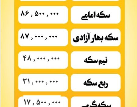 قیمت سکه امروز سه شنبه ۲۷ خرداد ۱۴۰۴
