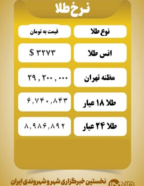 قیمت طلا امروز یکشنبه ۸ تیر ۱۴۰۴