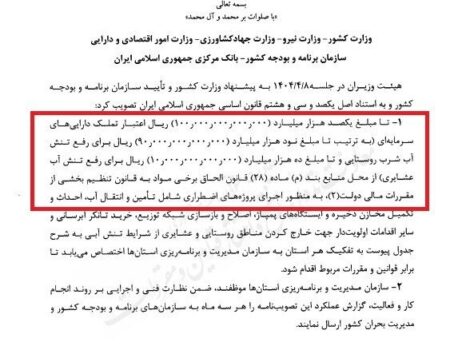 اختصاص ۱۰ همت اعتبار برای رفع تنش آب روستایی و عشایری