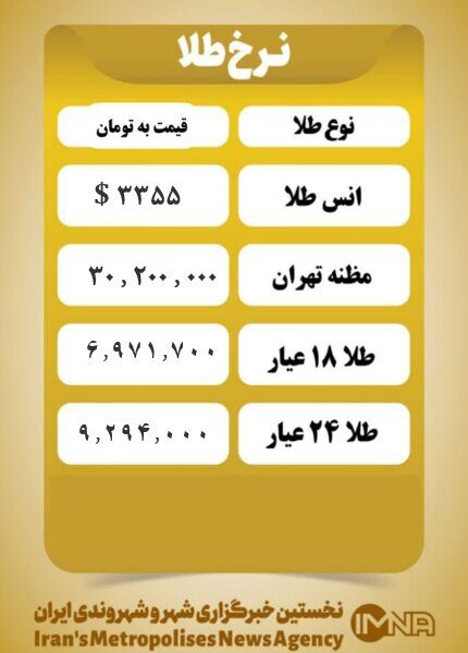 قیمت طلا امروز یکشنبه ۲۲ تیر ۱۴۰۴
