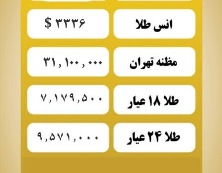 قیمت طلا امروز سه شنبه ۲۴ تیر ۱۴۰۴