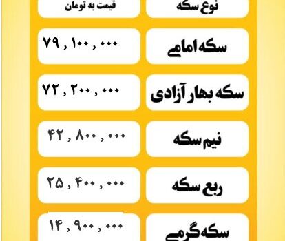 قیمت سکه امروز چهارشنبه ۲۵ تیر ۱۴۰۴