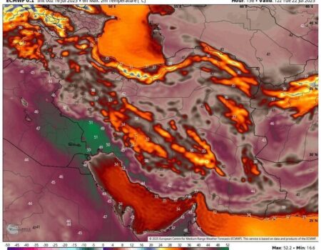 نقشه هواشناسی گرمای شدید