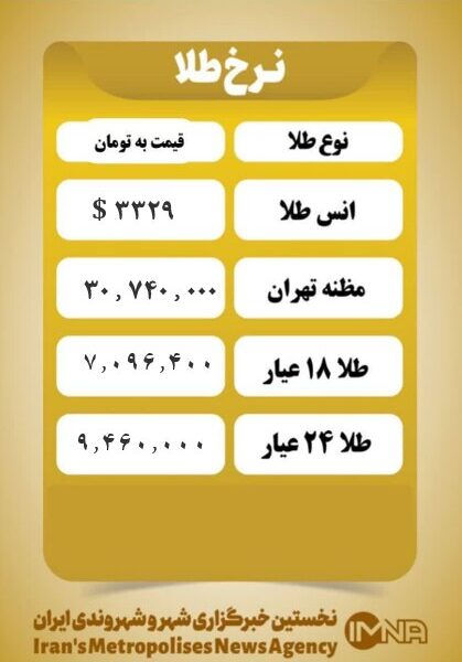 قیمت طلا امروز پنجشنبه ۲۶ تیر ۱۴۰۴