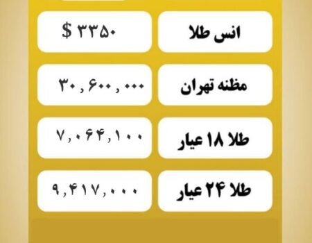 قیمت طلا امروز شنبه ۲۸ تیر ۱۴۰۴