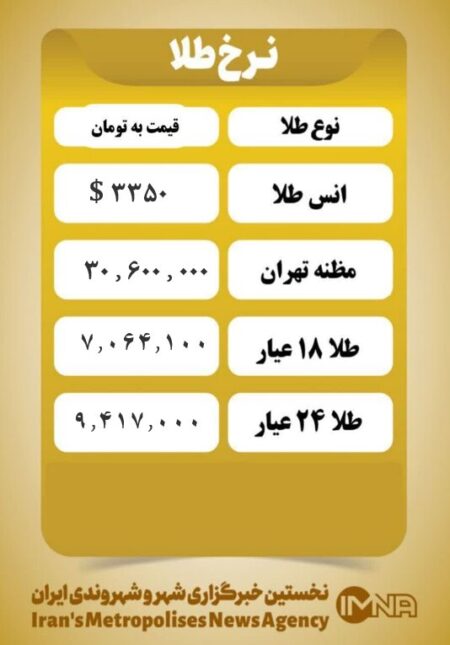 قیمت طلا امروز شنبه ۲۸ تیر ۱۴۰۴
