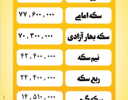 قیمت سکه امروز دوشنبه ۳۰ تیر ۱۴۰۴