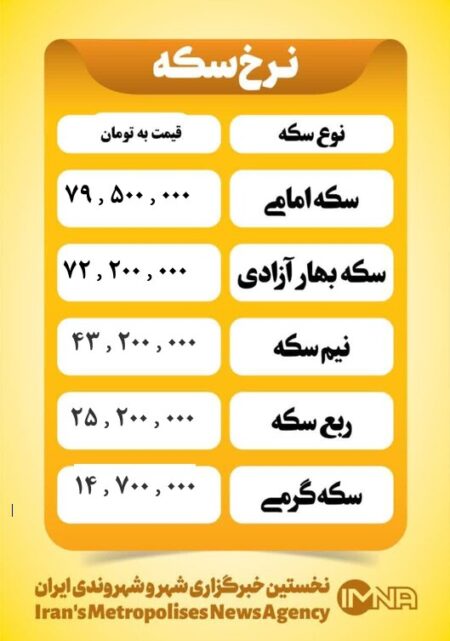 قیمت سکه امروز سه شنبه ۳۱ تیر ۱۴۰۴