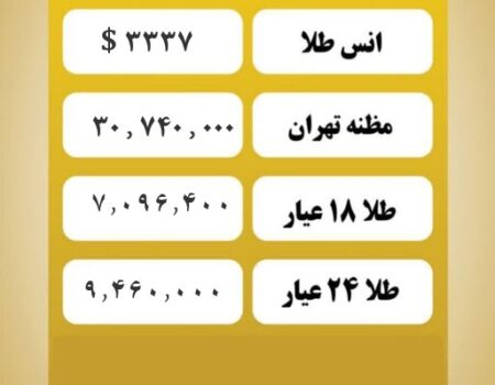 قیمت طلا امروز  شنبه ۴ مرداد ۱۴۰۴