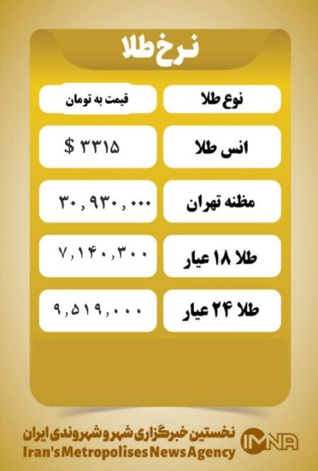قیمت طلا امروز سه شنبه ۷  مرداد  ۱۴۰۴