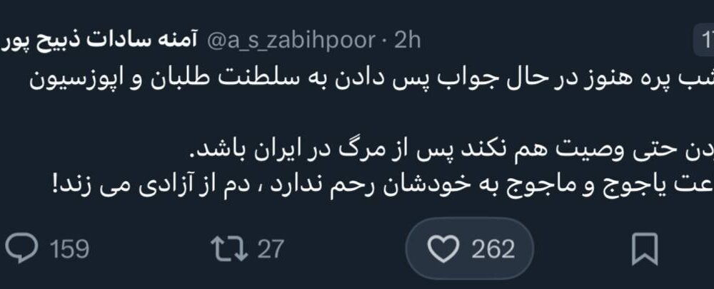 واکنش آمنه‌سادات ذبیح‌پور به حواشی مصاحبه شهرام شب‌پره