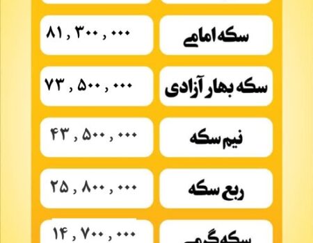 قیمت سکه امروز شنبه ۱۱ مرداد ۱۴۰۴