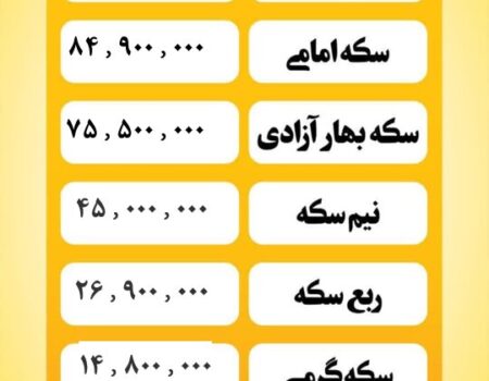 قیمت سکه امروز یکشنبه ۱۲ مرداد ۱۴۰۴