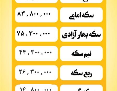 قیمت سکه امروز دوشنبه ۱۳ مرداد ۱۴۰۴