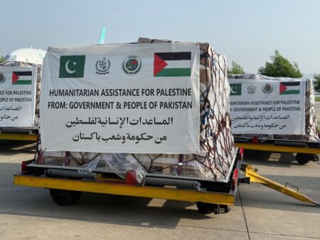ارسال محموله کمک‌های بشردوستانه پاکستان برای مردم غزه