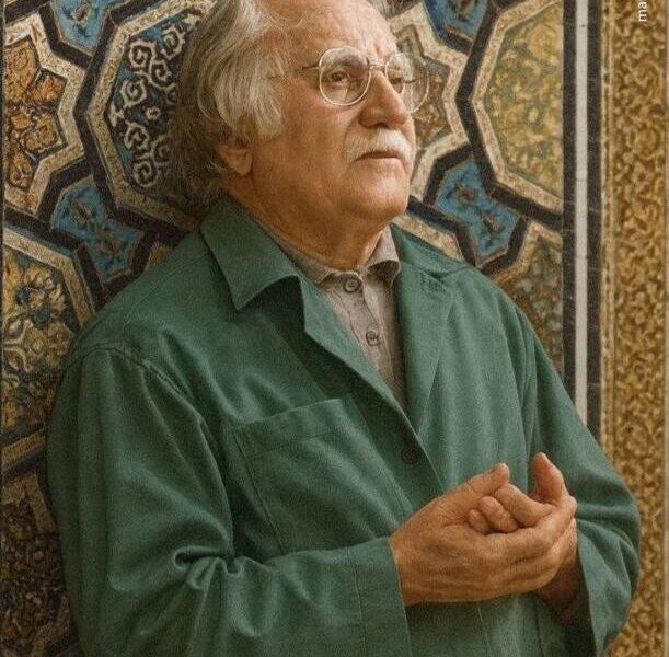 عکس/ مرحوم استاد فرشچیان در لباس خادمی امام رضا(ع)