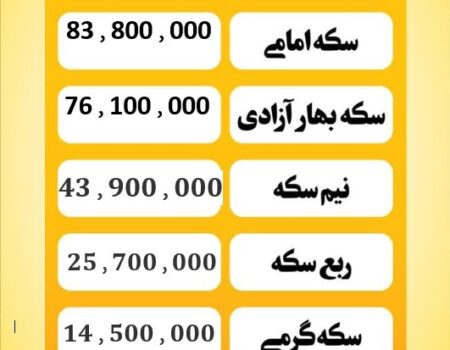 قیمت سکه امروز  دوشنبه ۲۷ مرداد ۱۴۰۴