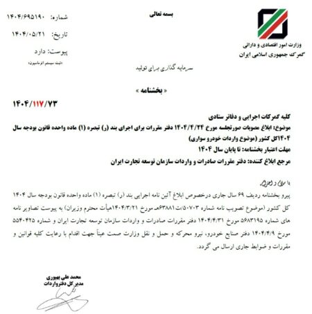 گمرک مقررات جدید واردات خودرو را ابلاغ کرد