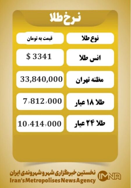 قیمت طلا امروز پنجشنبه ۳۰ مرداد ۱۴۰۴