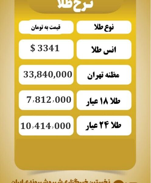 قیمت طلا امروز پنجشنبه ۳۰ مرداد ۱۴۰۴
