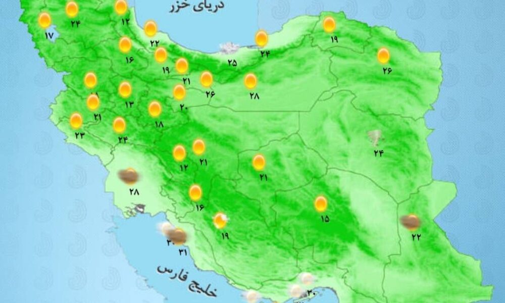 نقشه هواشناسی 9 شهریور