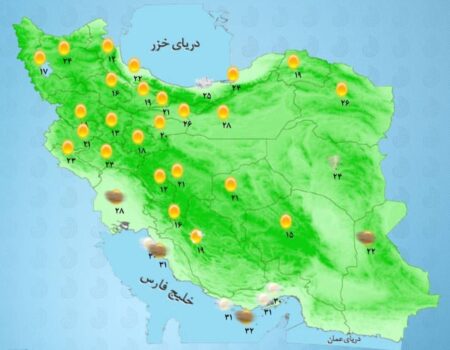 نقشه هواشناسی 9 شهریور