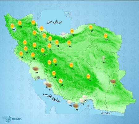 نقشه هواشناسی 9 شهریور