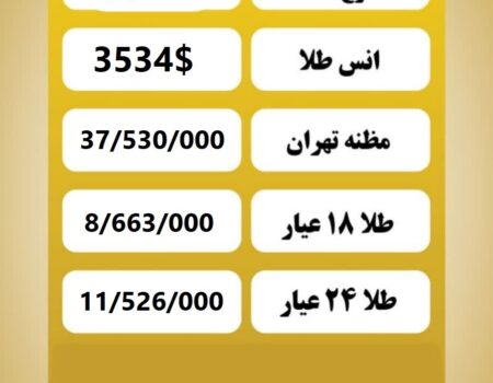 قیمت طلا امروز چهارشنبه ۱۲ شهریور ۱۴۰۴