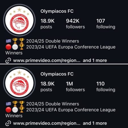 صفحه اینستاگرام باشگاه المپیاکوس
