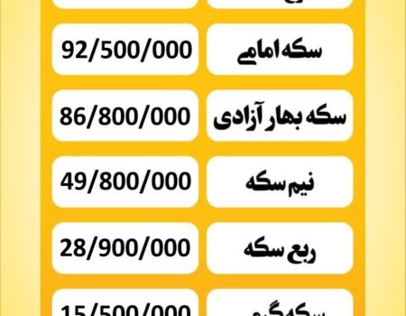 قیمت سکه امروز پنجشنبه ۱۳ شهریور ۱۴۰۴