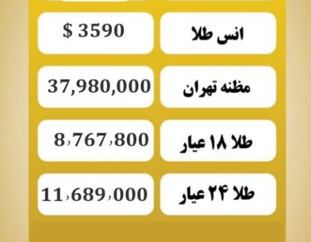 قیمت طلا امروز شنبه ۱۶ شهریور ۱۴۰۴