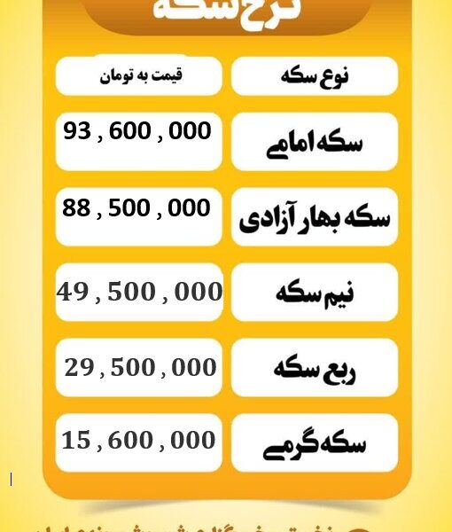 قیمت سکه امروز دوشنبه ۱۷ شهریور ۱۴۰۴