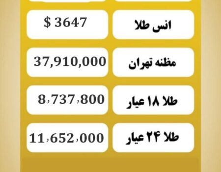 قیمت طلا امروز سه شنبه ۱۸ شهریور ۱۴۰۴