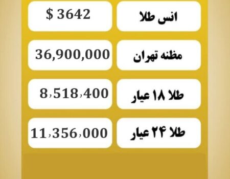 قیمت طلا امروز شنبه ۲۲ شهریور ۱۴۰۴