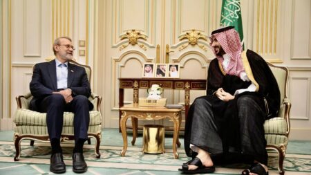 دیدار علی لاریجانی با وزیر دفاع عربستان سعودی در ریاض