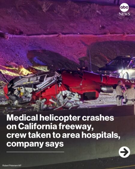 لحظه افتادن بالگرد امداد کف بزرگراه شلوغ در کالیفرنیا +ویدیو