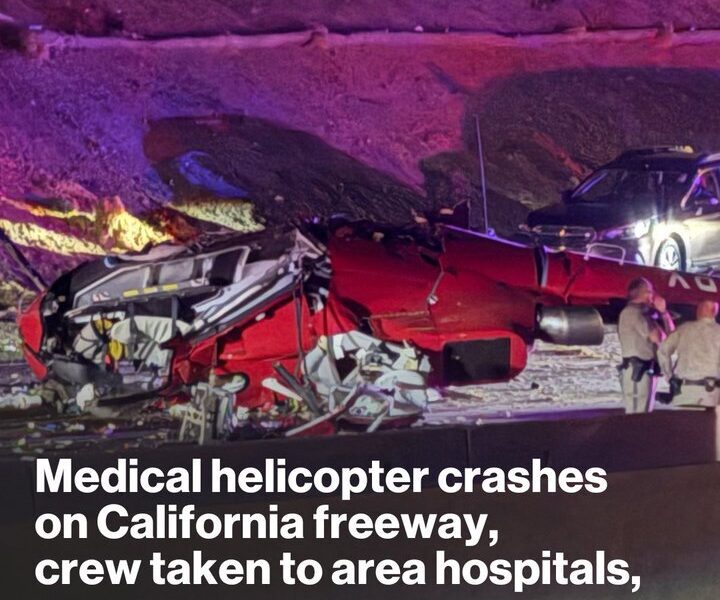 لحظه افتادن بالگرد امداد کف بزرگراه شلوغ در کالیفرنیا +ویدیو