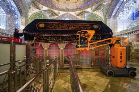 عکس/ ضریح امیرالمومنین در عزای همسرش سیاهپوش شد