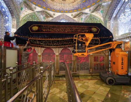 عکس/ ضریح امیرالمومنین در عزای همسرش سیاهپوش شد