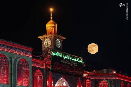 عکس/ ماه کامل بر فراز حرمین کربلا