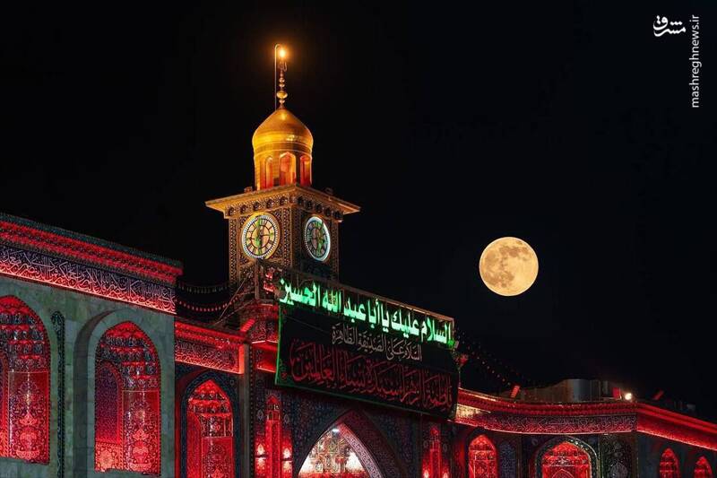 عکس/ ماه کامل بر فراز حرمین کربلا